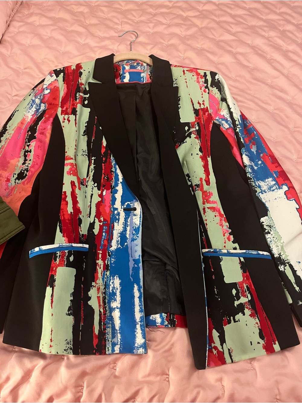 Isaac Mizrahi Abstract Brushstroke Print Women's Blazer Jacket in Multicolor